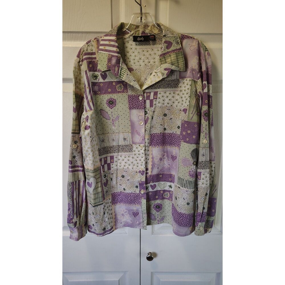 Tapestry Cottagecore Boho Floral Heart Patchwork Long-Sleeve Shirt XL XL